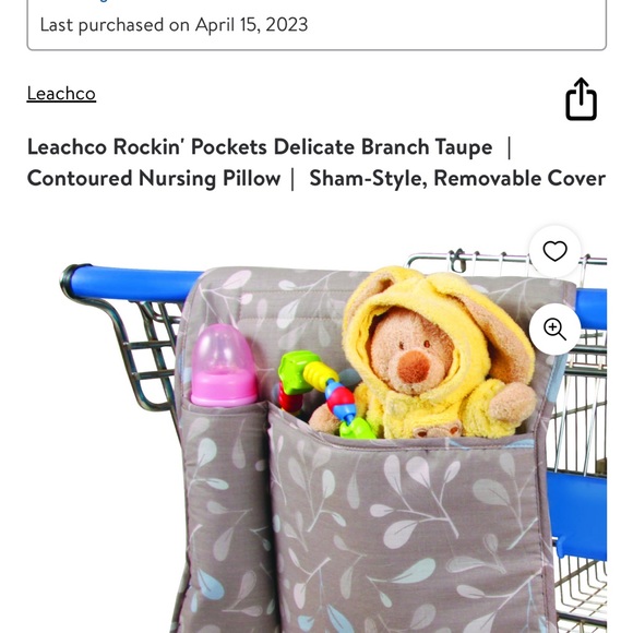 Nursing pillow with Velcro attachment that is for the shopping cart. - Picture 4 of 4